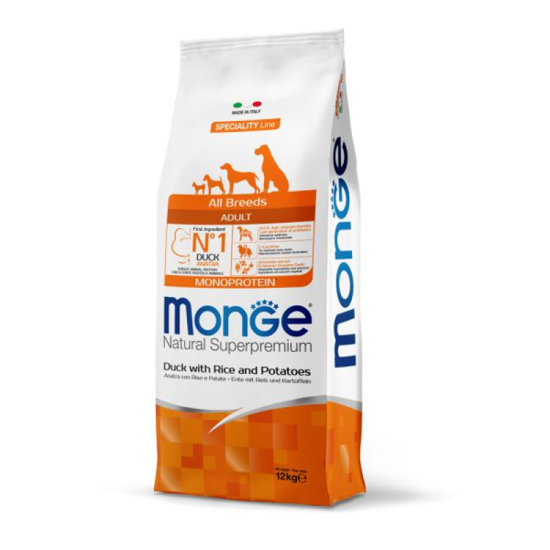 Monge Puppy & Junior Duck 12 ק"ג | מונג' מונופרוטאין ברווז לגורים