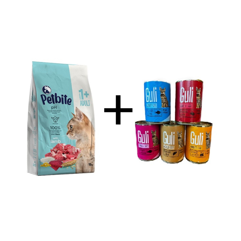 פט בייט לחתול 15 ק"ג עוף/כבש  + 6 שימורי גולי מתנה