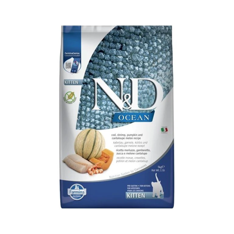 נטורל דלישס אושן דג קוד מלון לגורי חתולים ללא דגנים 5 ק"ג