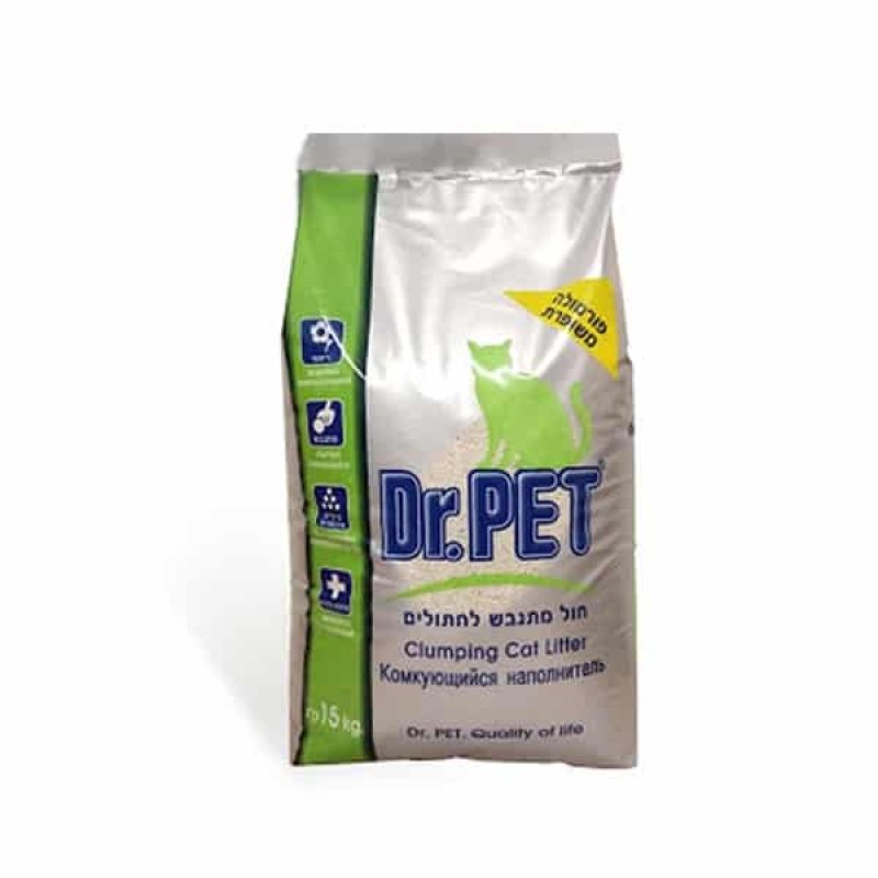 חול מתגבש לחתולים ד"ר פט 15 ק"ג
